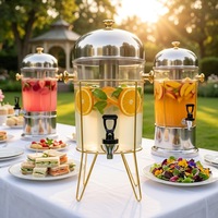 BOSAI Distributeur de boissons en acier inoxydable de haute qualité 8 litres avec support pour glaçons et citrons, organisateur de canettes de soda, poussoir pour traiteur et buffet