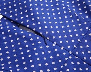 Váy nữ cổ điển MANNI phong cách retro thập niên 50-60, màu xanh chấm bi, dáng chữ A, xếp ly, midi, kín đáo - Product Image 6