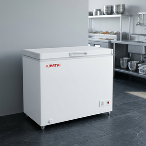 Congélateur coffre électrique puissant Kimatsu CFI 250SD, température unique, porte pliante, dégivrage automatique, roues pivotantes, installation facile - Product Image 3
