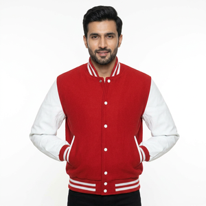 Whole Sale Customize Red <b>White</b> Varsity <b>Jacket</b> for <b>Men</b> Baseball <b>Jacket</b> - Product Image 1