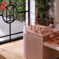 Comptoir de magasin de bijoux en verre moderne avec éclairage LED, solutions d'affichage intérieur personnalisables pour les magasins de bijoux