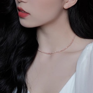 Collier de perles baroques petites et rares de 3-4 mm, rose pâle et violet, avec des reflets argentés, pour femmes, naturel, forte brillance, beauté extrême - Product Image 5