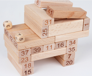 Wooden Tumbling tower numbers stacking building blocks educational toy math games set - Product Image 6