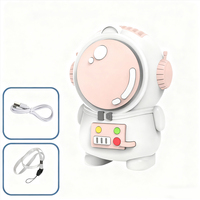 Mini ventilateur portable à deux vitesses, rechargeable par USB, sans pales, design astronaute mignon, porte-clés, produit ménager