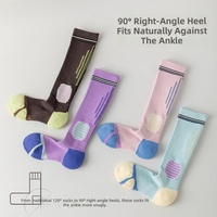 Chaussettes de compression pour femmes - Matière polyester antidérapante anti-frottement, longueur genou, pour la course à pied, la corde à sauter, le yoga