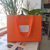 Sacs en papier de couleur orange avec poignée en ruban Sacs en papier d'art de luxe avec votre propre logo personnalisé