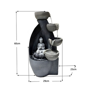 <span class=keywords><strong>Fontaine</strong></span> d'eau <span class=keywords><strong>Bouddha</strong></span> Zen à 4 niveaux en résine <span class=keywords><strong>pour</strong></span> la maison et le bureau, décoration apaisante et silencieuse avec pompe - Product Image 5