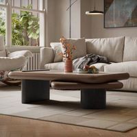Ensemble de tables basses rectangulaires en bois de noyer massif, luxe, pour salon, table basse design