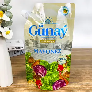 Pochette de bec debout métallisée pochette à boire sac d'emballage liquide Doypack en plastique avec bec pour détergent au lait de jus de fruits