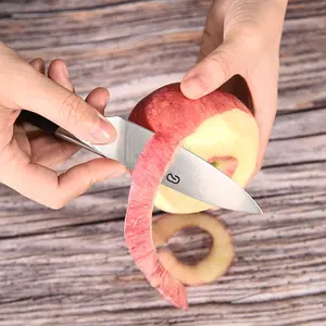 سكين تقشير الفواكه 3.5 بوصة مصنوع من الفولاذ ومقاوم للصدأ ومزود بيد خشبية