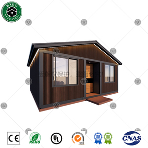 Casa prefabricada de acero ligero con revestimiento de ranuras verticales, cabina modular con techo a dos aguas para habitación de huéspedes de resort. - Product Image 2