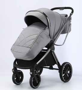 Xe đẩy em bé 3 trong 1 cao cấp màu xám, nhẹ, di động, có thể gấp gọn, dành cho trẻ từ 0-3 tuổi, bán buôn - Product Image 3