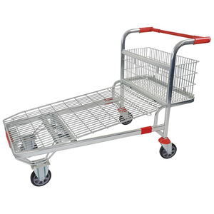 Heavy Duty Warehouse Transport Cargo Trolley Flat Wire Platform <strong>Cart</strong> 500kg Logistics Material Handling <strong>Transporter</strong> with 4 Wheels - Product Image 2