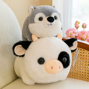 Carino rotolo rotondo serie bambola peluche orso maiale Husky cane peluche lupo morbido animale di peluche Kawaii bambino bambola cuscino per la casa - Product Image 4
