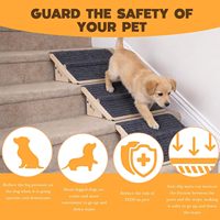 Lot de 3 rampes/escaliers durables en bois pour chiens à pattes courtes/petits chiens, avec patins antidérapants, support élevé, 13x9x5 pouces, pente de 26 degrés, en carton