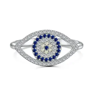 Dylam elegante protección espiritual turco azul malvado diamante zafiro ojos 5A Cubic Zirconia moda joyería fina anillo
