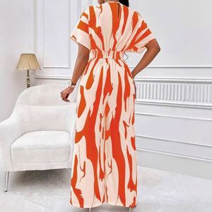 Combinaison pour femme à manches courtes imprimée et cintrée à la taille, nouvelle collection printemps-été européenne et américaine - Product Image 5