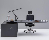 Vente flash - Bureau moderne en marbre fantaisie, forme incurvée irrégulière personnalisée, durable, avec garantie de 10 ans