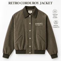 Blousons Bomber Rétro Personnalisés en Velours Côtelé pour Hommes – Fabricant de Vêtements – Coupe Décontractée, Logo Imprimé, Boutons-Pression, Chauds, Style Urbain, 100% Coton