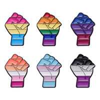 Gros Poing Émail Pin LGBT Arc-En-Geste Coloré Fierté Broche Badge Revers Sac À Dos Chapeau