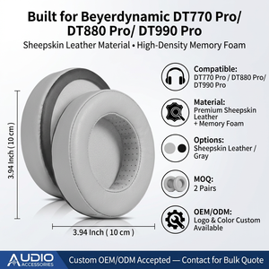 Coussinets d'oreille de remplacement <span class=keywords><strong>DT990</strong></span> pour Beyerdynamic DT770 Pro/DT880 Pro/<span class=keywords><strong>DT990</strong></span> Pro, pièces de rechange confortables pour casque à isolation phonique - Product Image 2