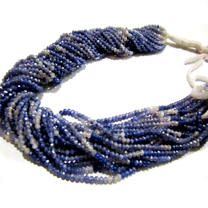 Perles facettées rondes en pierre de lune bleue naturelle teintée argent AB, revêtement mystique, 2,5 mm, brin de 13 pouces de long - Product Image 1