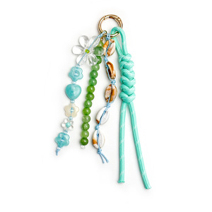 Breloque de sac en perles tressées motif fleur de coquillage, thème plage et vacances en bord de mer, porte-clés et pendentif pour sac à main pour femme - Product Image 6