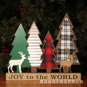 Ensemble de décorations de Noël en bois, plaque « Joy To The World », décoration rustique faite à la main pour les fêtes - Product Image 1