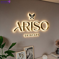 Lettres lumineuses 3D personnalisées en acier inoxydable doré avec rétroéclairage acrylique, enseigne de bienvenue, logo pour bureau, entreprise, réception