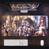 Alas Mouse Gaming kustom XXL, tikar meja dengan tepi jahitan anti selip, desain Anime dasar karet