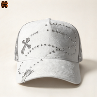Casquette de baseball en daim structurée avec garniture cloutée et ornement frontal – Vente en gros