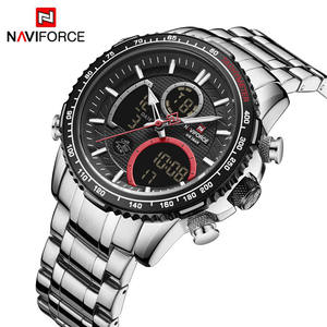 นาฬิกา <span class=keywords><strong>NAVIFORCE</strong></span> 9182 <span class=keywords><strong>Nf9182</strong></span> แบรนด์ดัง นาฬิกาข้อมือผู้ชายแฟชั่นหรูหรา ระบบควอตซ์ ดิจิตอล สีเงิน สแตนเลสสตีล สำหรับผู้ชาย - Product Image 4