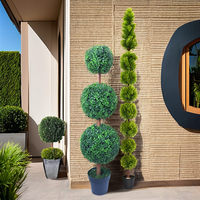 Vente en gros de feuilles artificielles d'intérieur et d'extérieur buis topiaire arbre à boules vertes bonsaï arbre artificiel à trois boules
