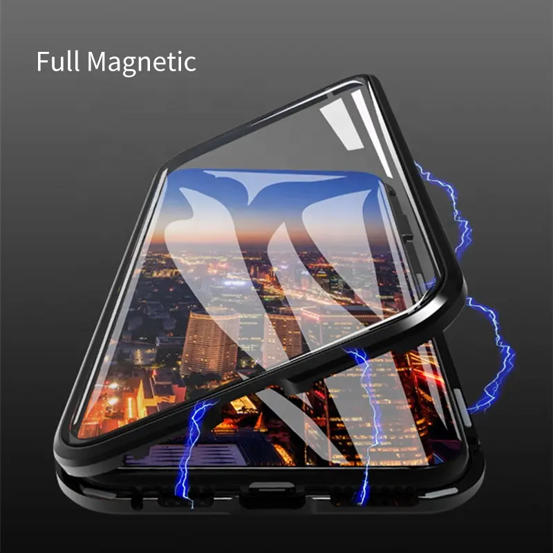 Magnetic Metal Double Side Glass Phone Case For Huawei Honor Mate 30 20 Lite P30 P40 P20 Pro 8X 9X Y9 Prime P Smart Z 2019 Cover