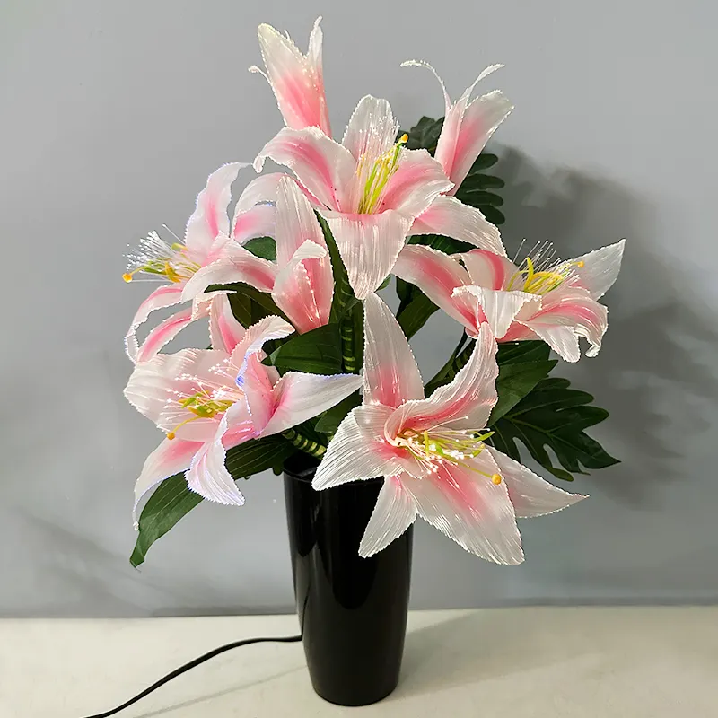 Dynamique Fée Lily Décoration De Mariage Led Lampe Nouveauté Artistique Fibre Optique Fleur décorative fleur lumières Fleur Lampe