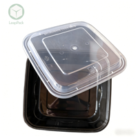 Boîtes à lunch jetables en plastique noir moulé par injection, compatibles micro-ondes, pour salades et aliments pour animaux de compagnie, idéales pour les plats à emporter américains