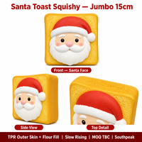 Southpeak Toy Santa Toast Squishy Jumbo TPR Flour Fill Slow Rising Christmas Squishy Toy Stress Relief 15cm PVC Box PDQ OEM WS