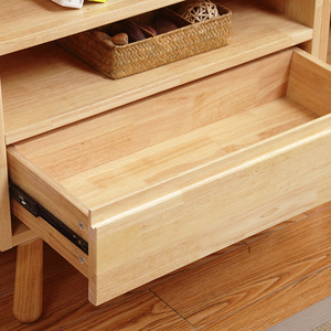 Nordic Style Solid Wood Bookshelf With <b>Drawers</b> Living Room <b>Storage</b> Shelf Rectangle Standing Type Eco Friendly Organization - Product Image 2