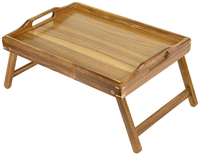 Plateau de lit en acacia pour manger, plateaux de petit-déjeuner avec pieds pliables, table de service en bois pour canapé, lit, avec pieds repliables