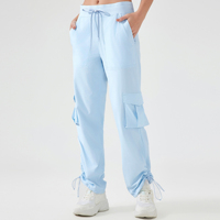 Vente en gros de pantalons de survêtement de studio de danse sportive Pantalon de survêtement léger avec cordon de serrage Tissu en nylon de fitness avec poche froissée sur le côté