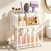 Organisateur de maquillage à 2 niveaux en acier carbone, support de rangement de bureau, pour comptoir de salle de bain