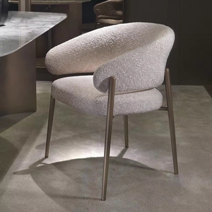 Silla de Comedor Moderna y Sencilla VL de Terciopelo de <span class=keywords><strong>Cordero</strong></span> con Reposabrazos, Respaldo de Diseño Informal para Restaurante y Ocio - Product Image 1