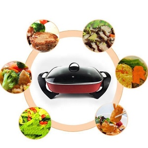 Điện vuông thép không gỉ chiên Pan bánh pizza Pan gốm không dính lớp phủ Glass Bìa điều khiển nhiệt 5L Công suất đồ nấu nướng - Product Image 4