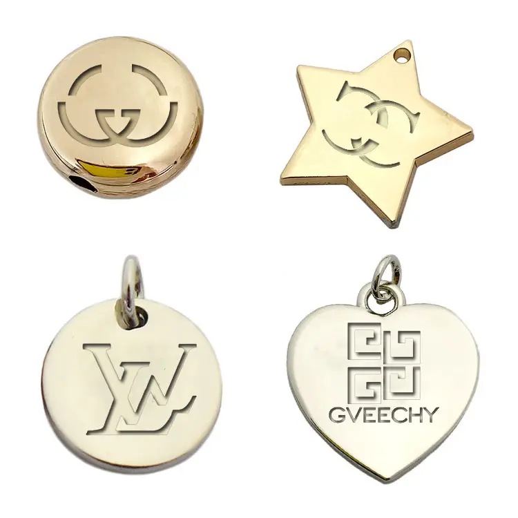 Fashion design engraved logo custom jewelry tags charms for bracelet / necklace