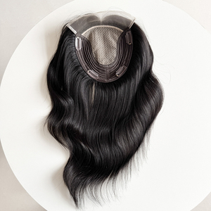 ท็อปเปอร์ผมแท้ยุโรปสีธรรมชาติ ขนาด 6x6.5 นิ้ว ฐานไหม พร้อมเชือกผูกด้านหลัง  ขอบผมแบบลูกไม้  พร้อมส่ง สำหรับผู้หญิงที่มีภาวะผมร่วง - Product Image 2