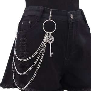 จี้กุญแจสไตล์เรโทรสุดเท่ห์ สายคาดเอวโลหะหลายชั้น สำหรับใส่ทุกวัน แฟชั่นฮิปฮอปสำหรับทุกเพศ  โซ่คล้องตัว  ทำจากโลหะผสมสังกะสี - Product Image 2