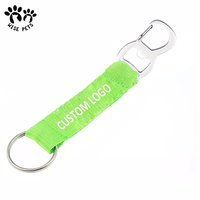 Lanière porte-clés promotionnelle personnalisée en gros Ouvre-bouteilles de vin en zinc Lanière ouvre-bouteille en polyester à sangle courte avec logo