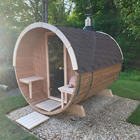 Sauna Barel Mewah Kustom untuk Dalam Ruangan, Kayu Solid, Sistem Pemanas Listrik Inframerah Jauh, Ramah Lingkungan, Modern, untuk Penggunaan di Rumah/Vila