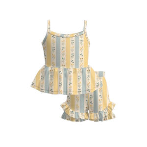 GSSO3534 Conjunto de verano personalizado para niña pequeña con estampado de flores, conjunto infantil sin mangas para niña, venta al por mayor - Product Image 4
