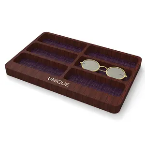 Benutzerdefinierte Holz Gläser Display Fall Box Organizer Optische Display Tray Sonnenbrille Brillen Display Ideen